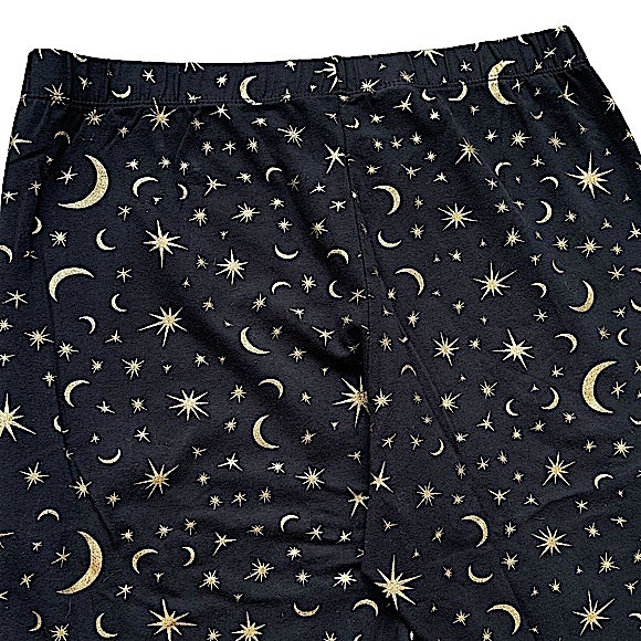 No Boundaries size Xl black leggings with gold metallic moons & stars EUC - Picture 2 of 11